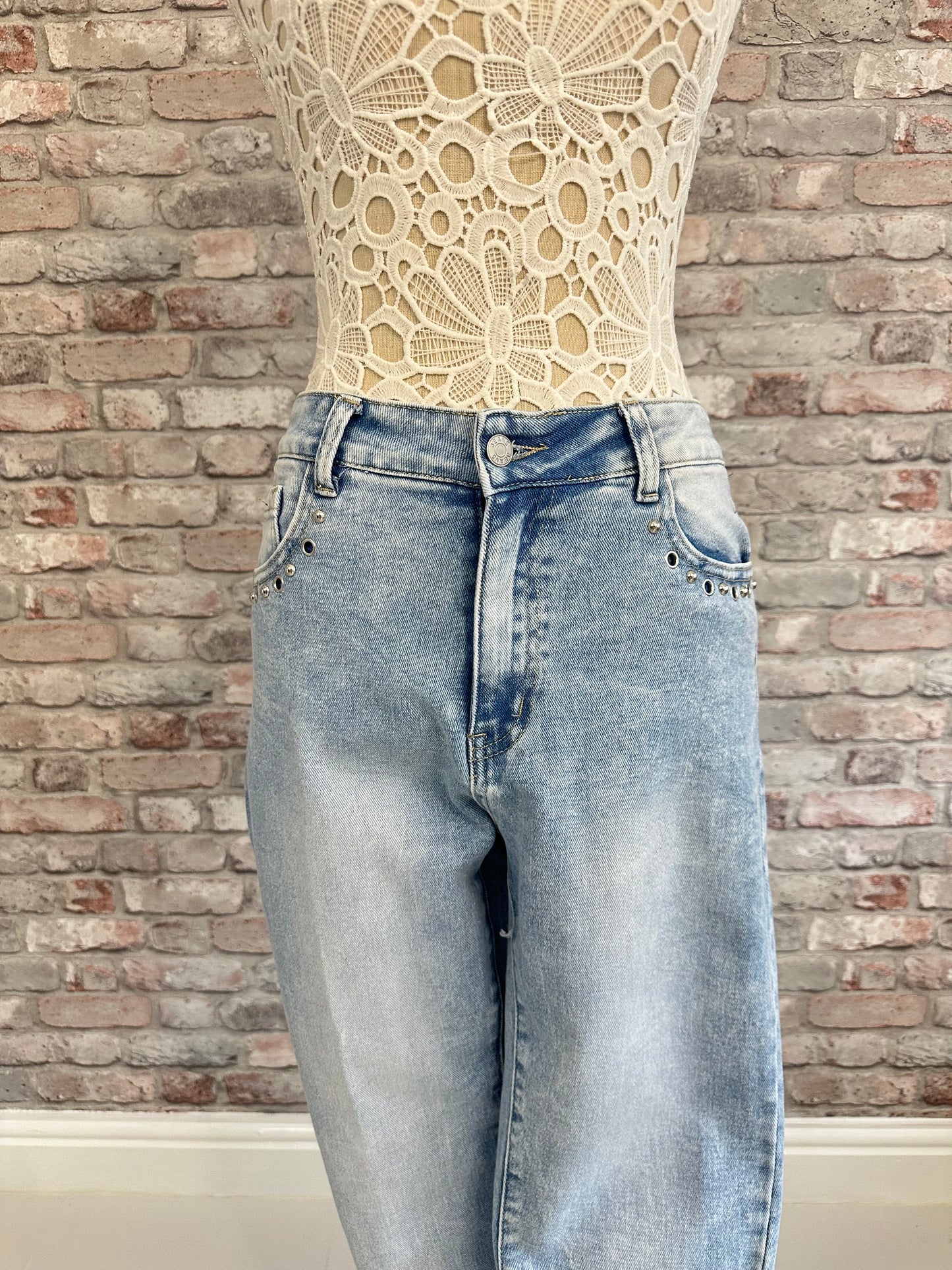 Studded mom jeans