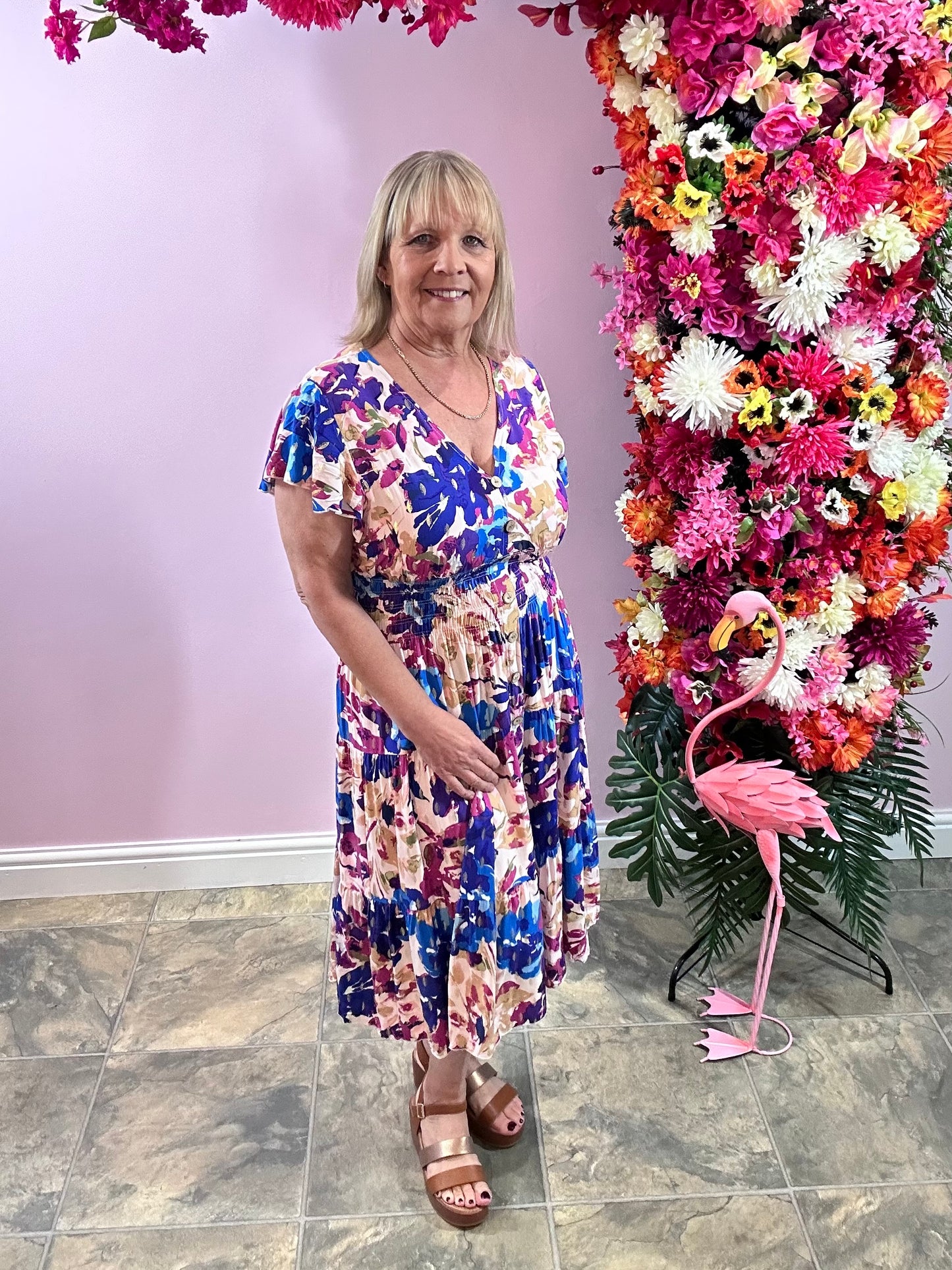 Purple Smudge Midi Dress