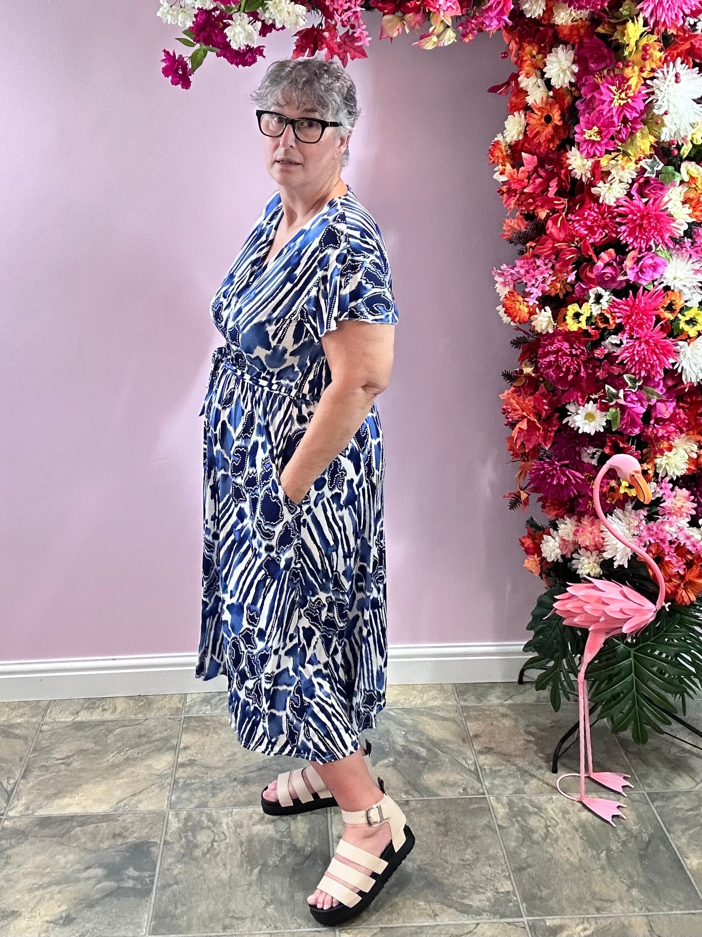 Blue leopard dress