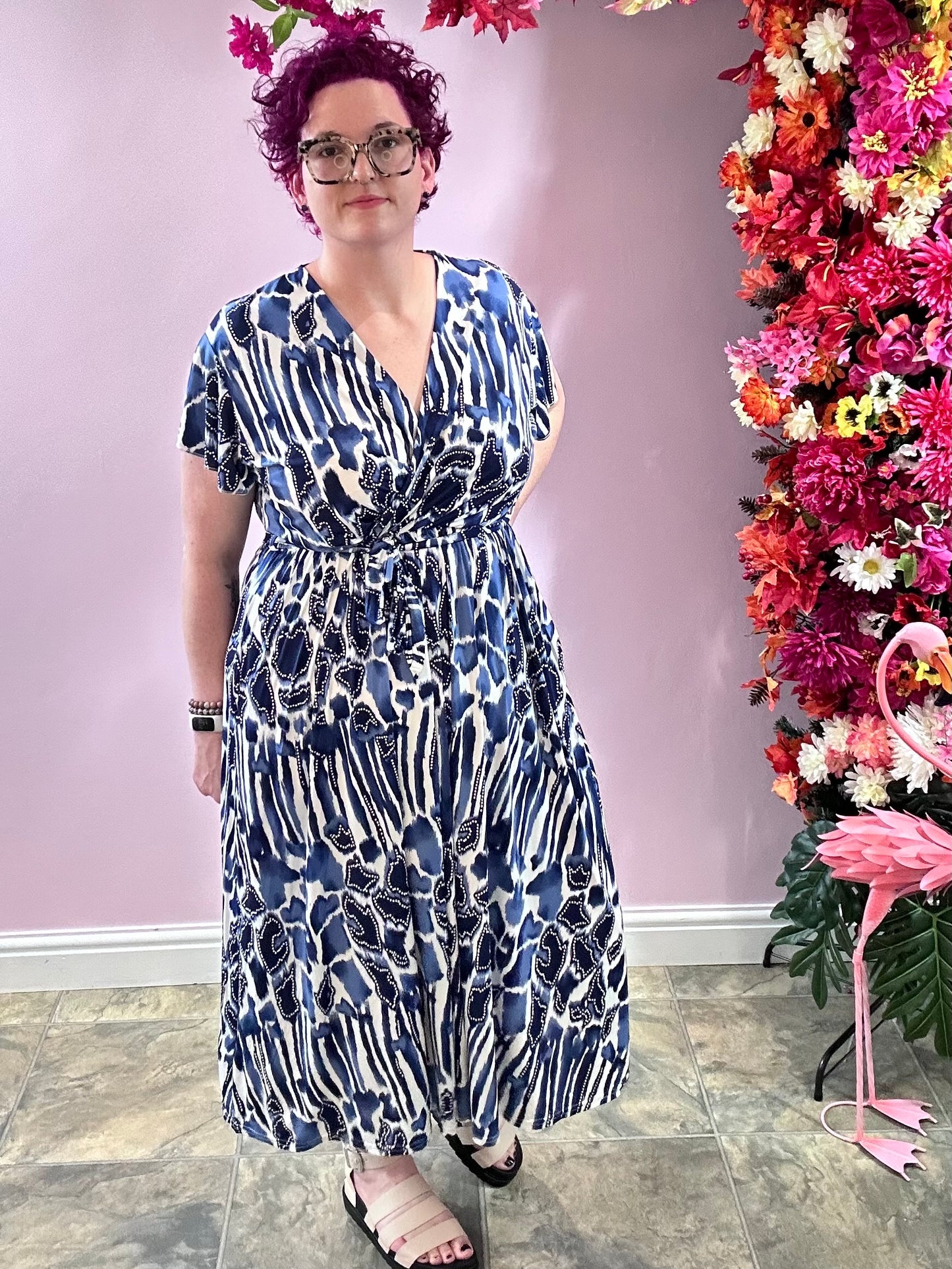 Blue leopard dress