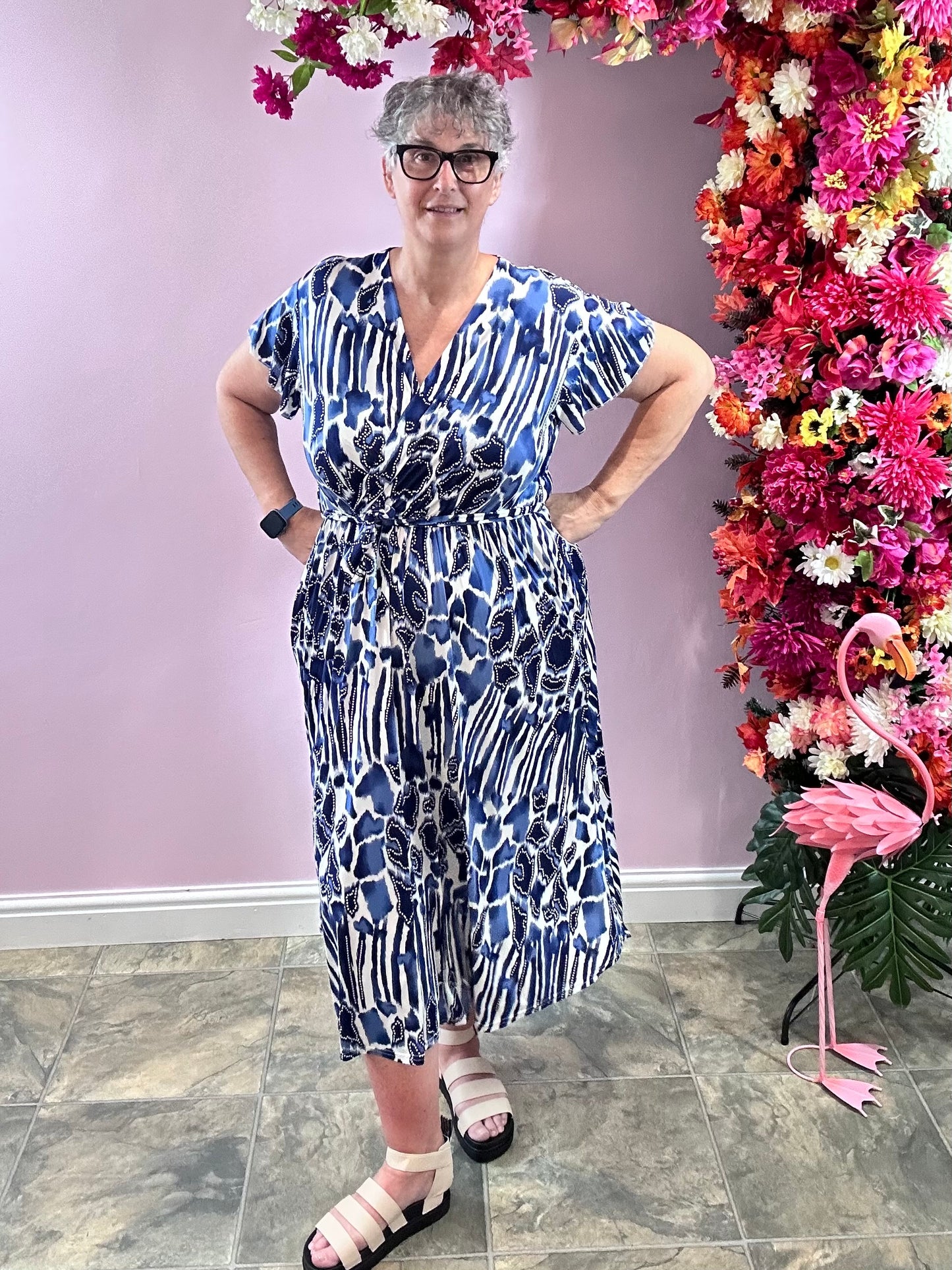 Blue leopard dress