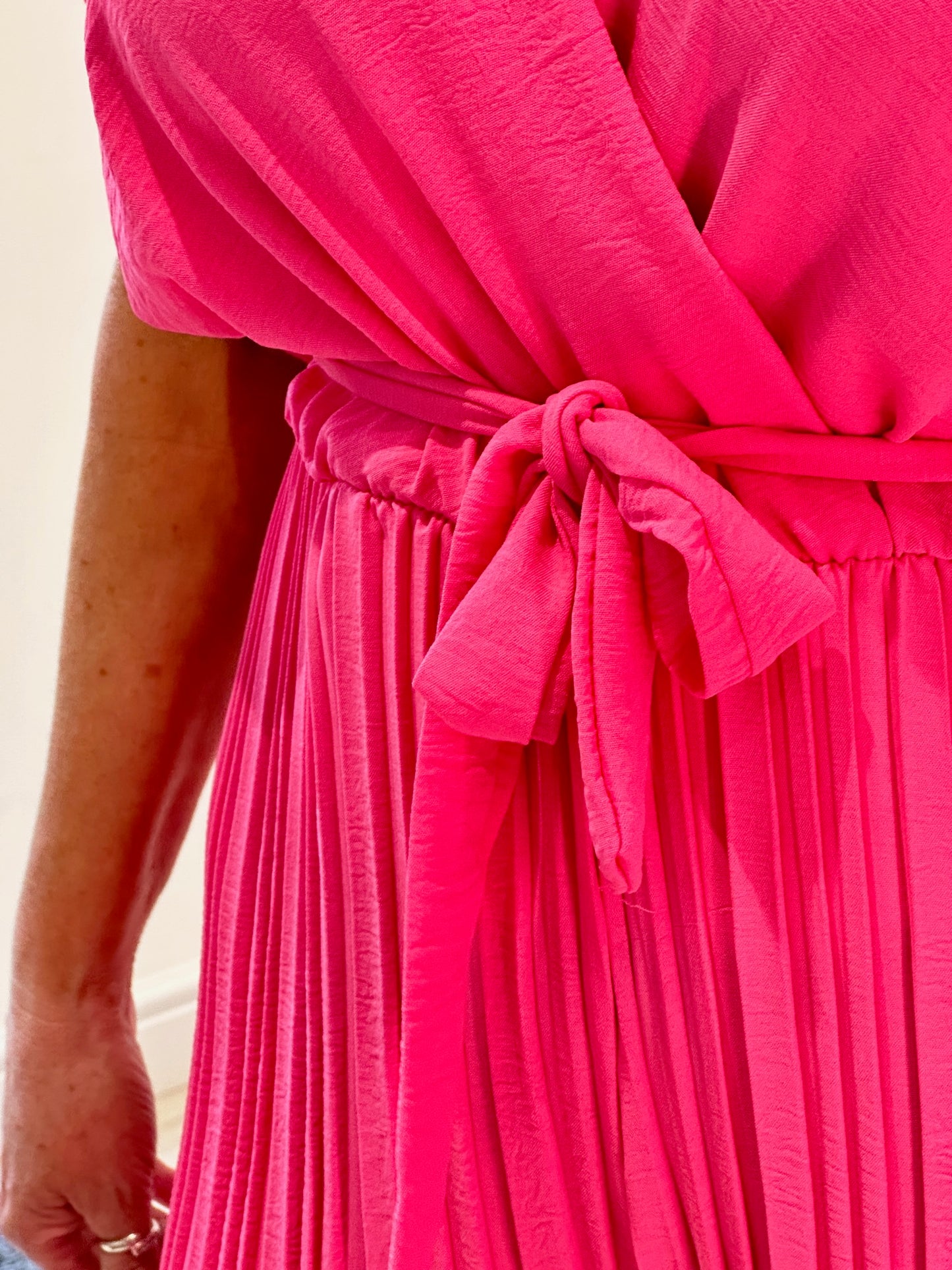 Flamingo Pink Pleated Jump suit