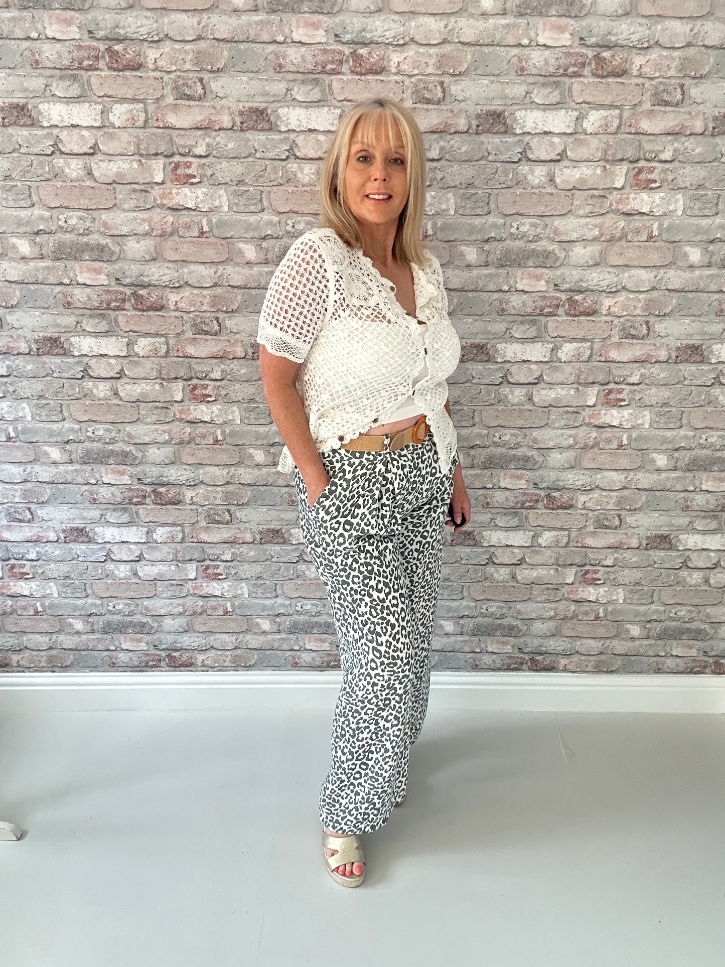 Olive leopard trousers