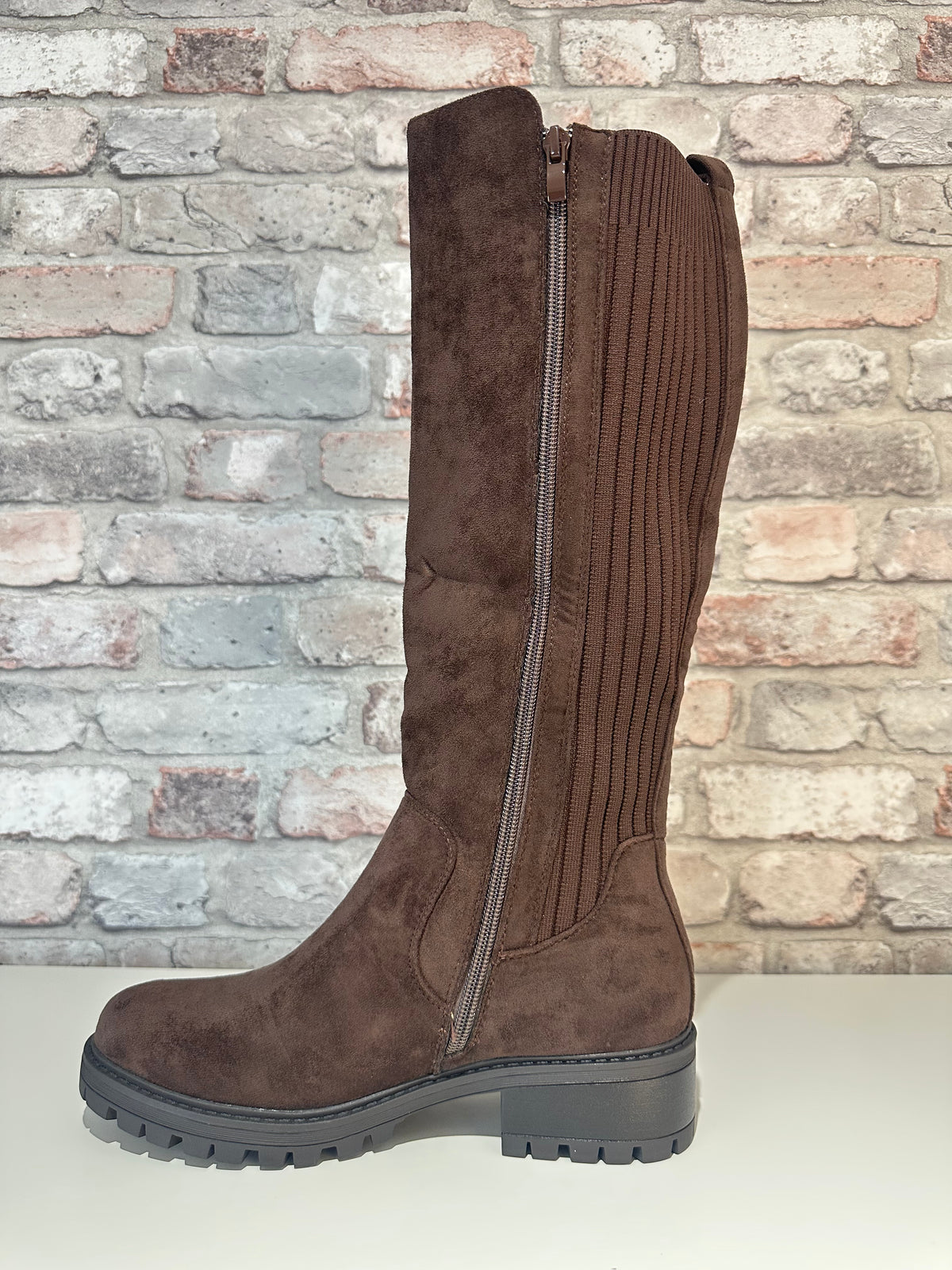 Stretch knee length boots