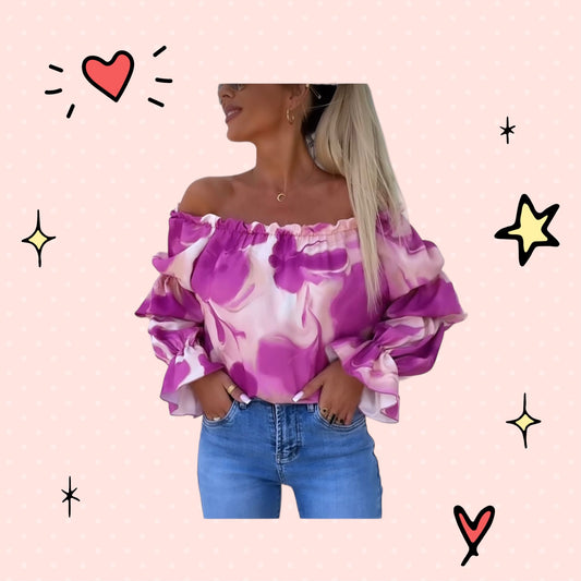 Pink Silky Bardot Blouse