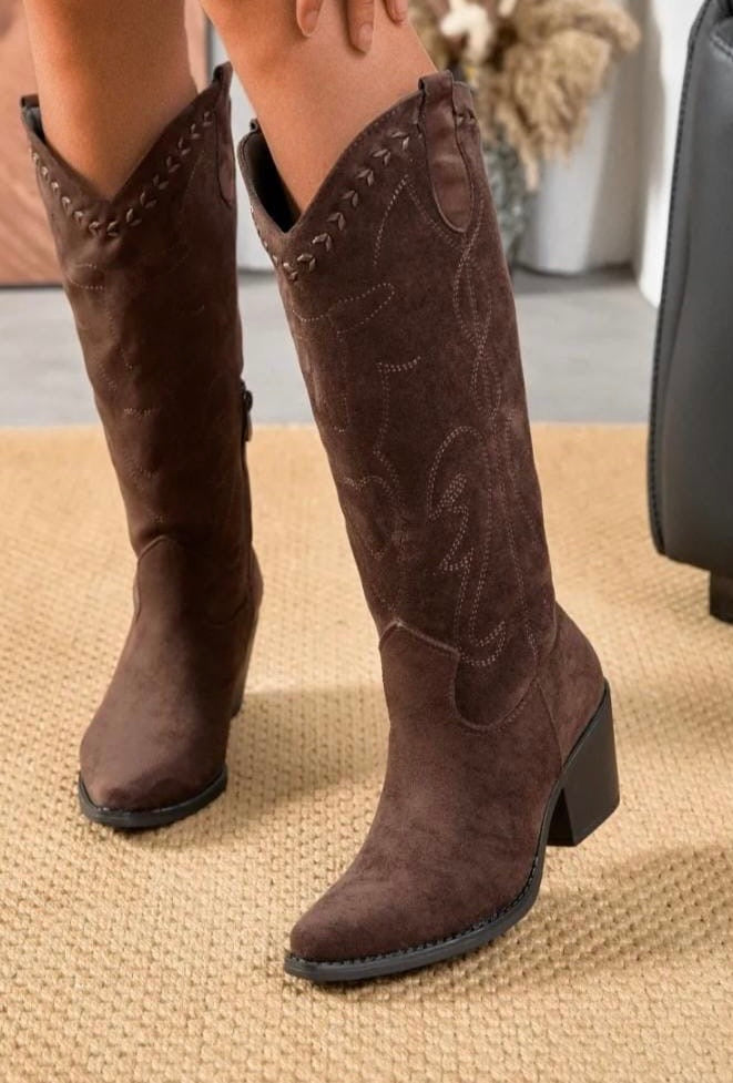 Chocolate knee length cowboy boot