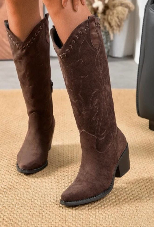 Chocolate knee length cowboy boot