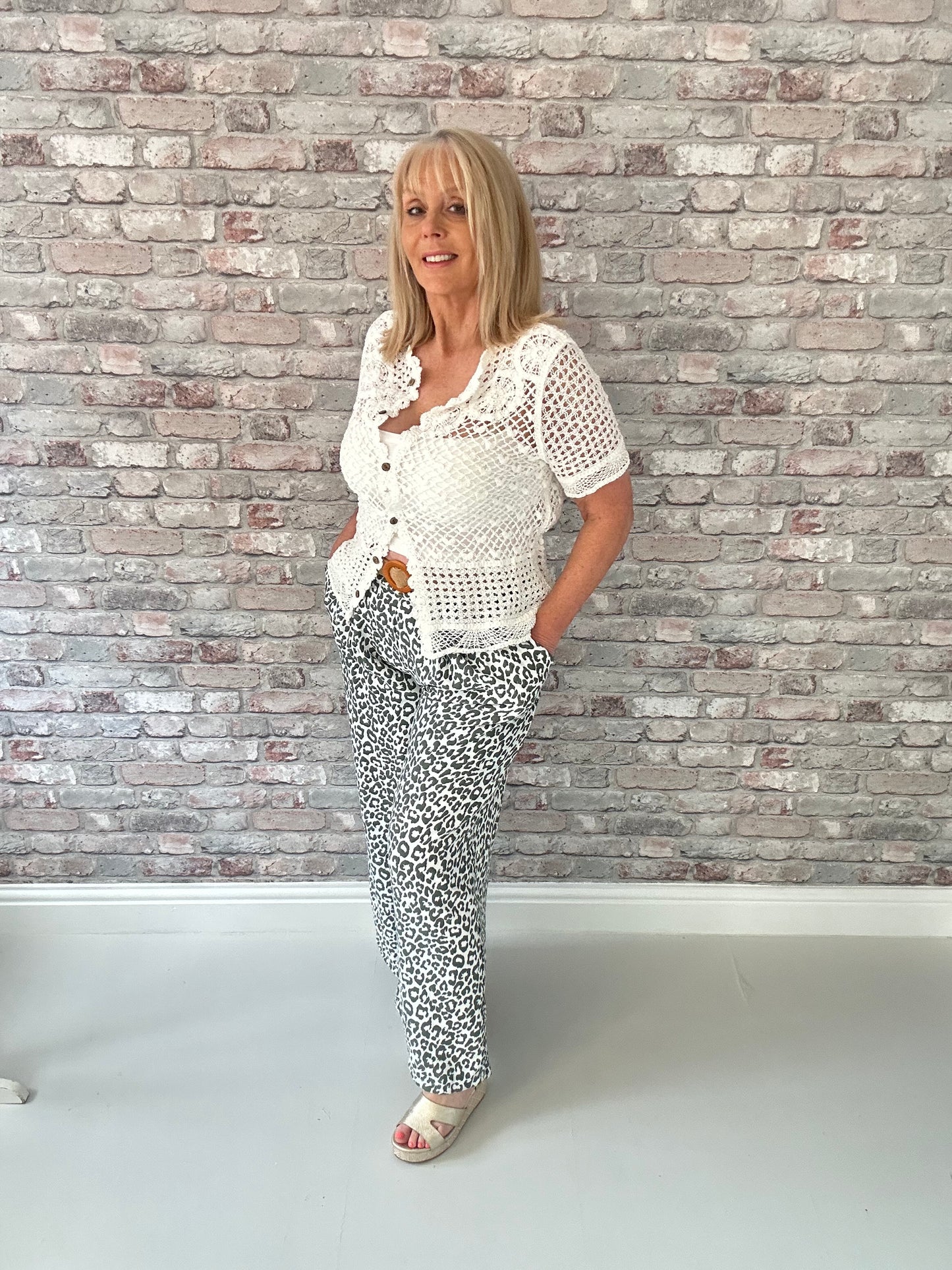 Olive leopard trousers