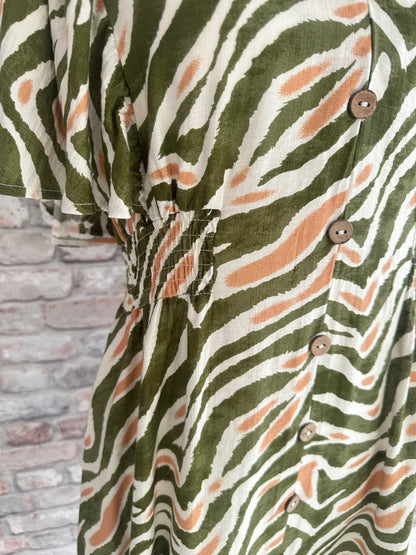 Green Zebra midi dress