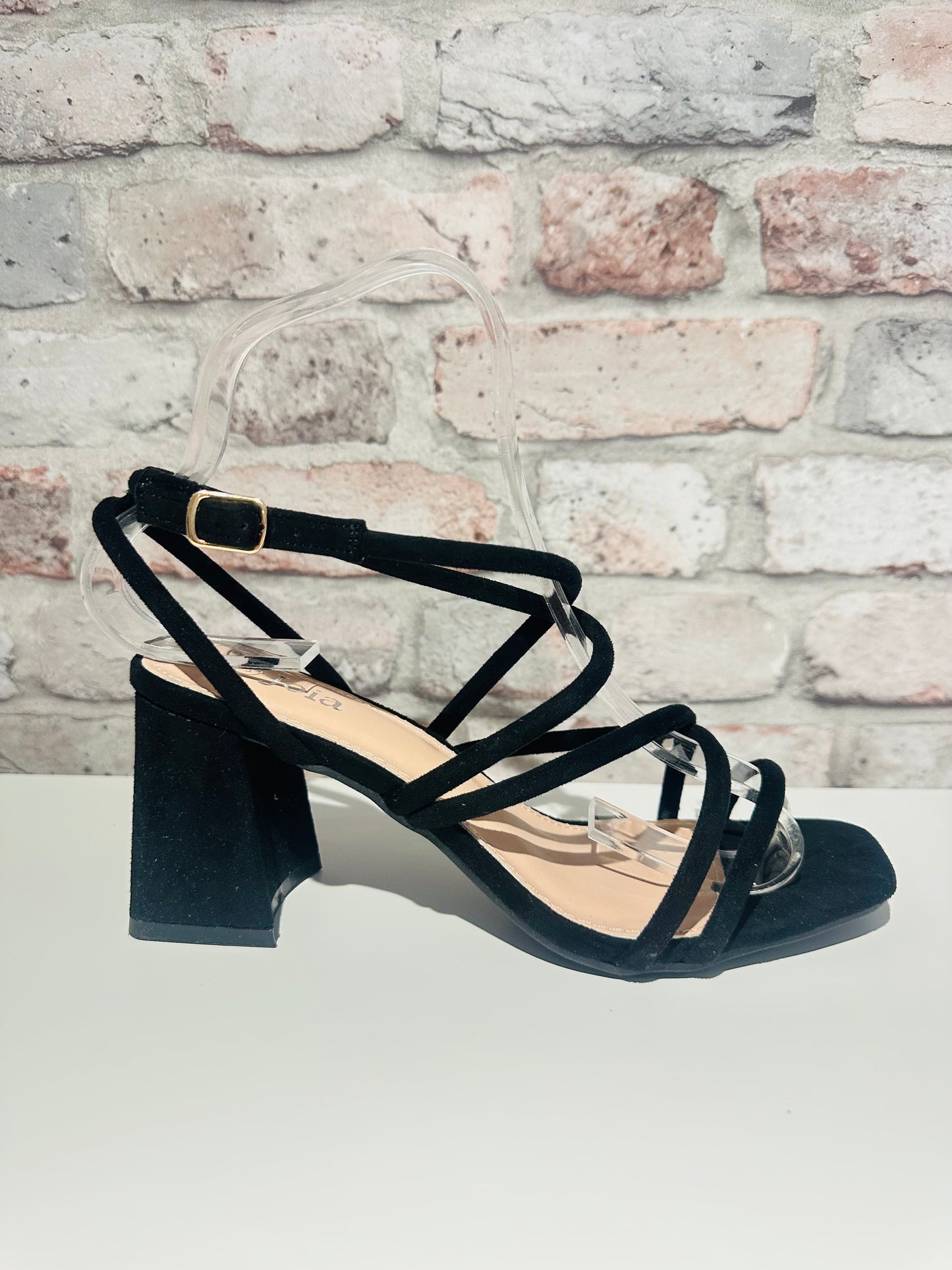 Black block heel sandal