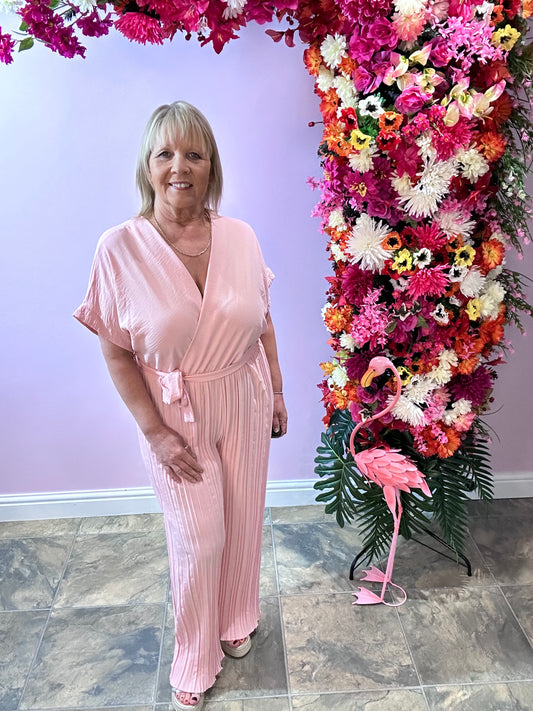 Baby pink Pleated jumpsuit