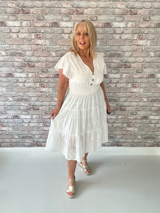 White BA midi dress