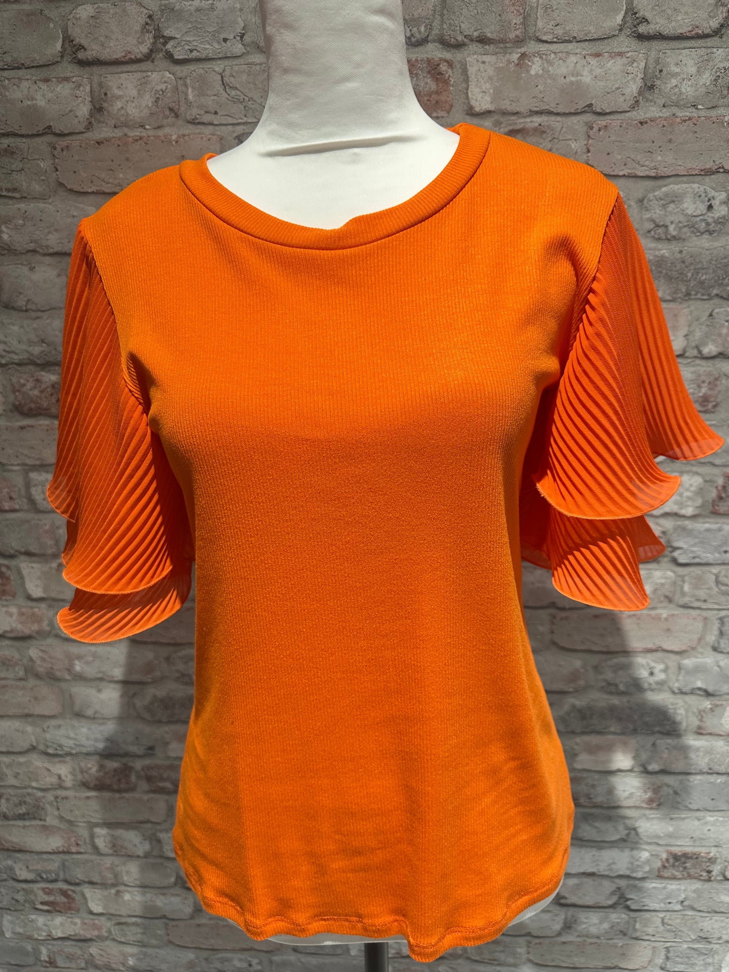 Orange frill sleeve top