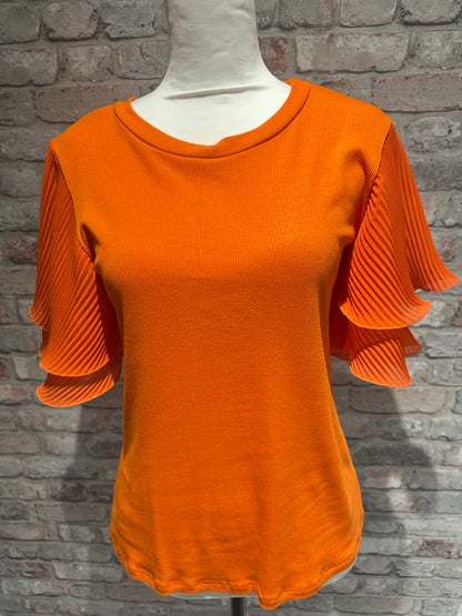 Orange frill sleeve top
