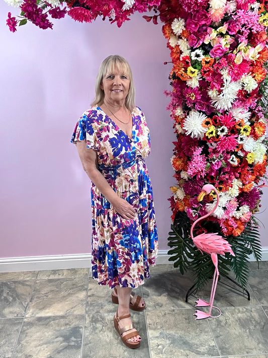 Purple Smudge Midi Dress