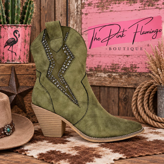 Green lightening cowboy boots