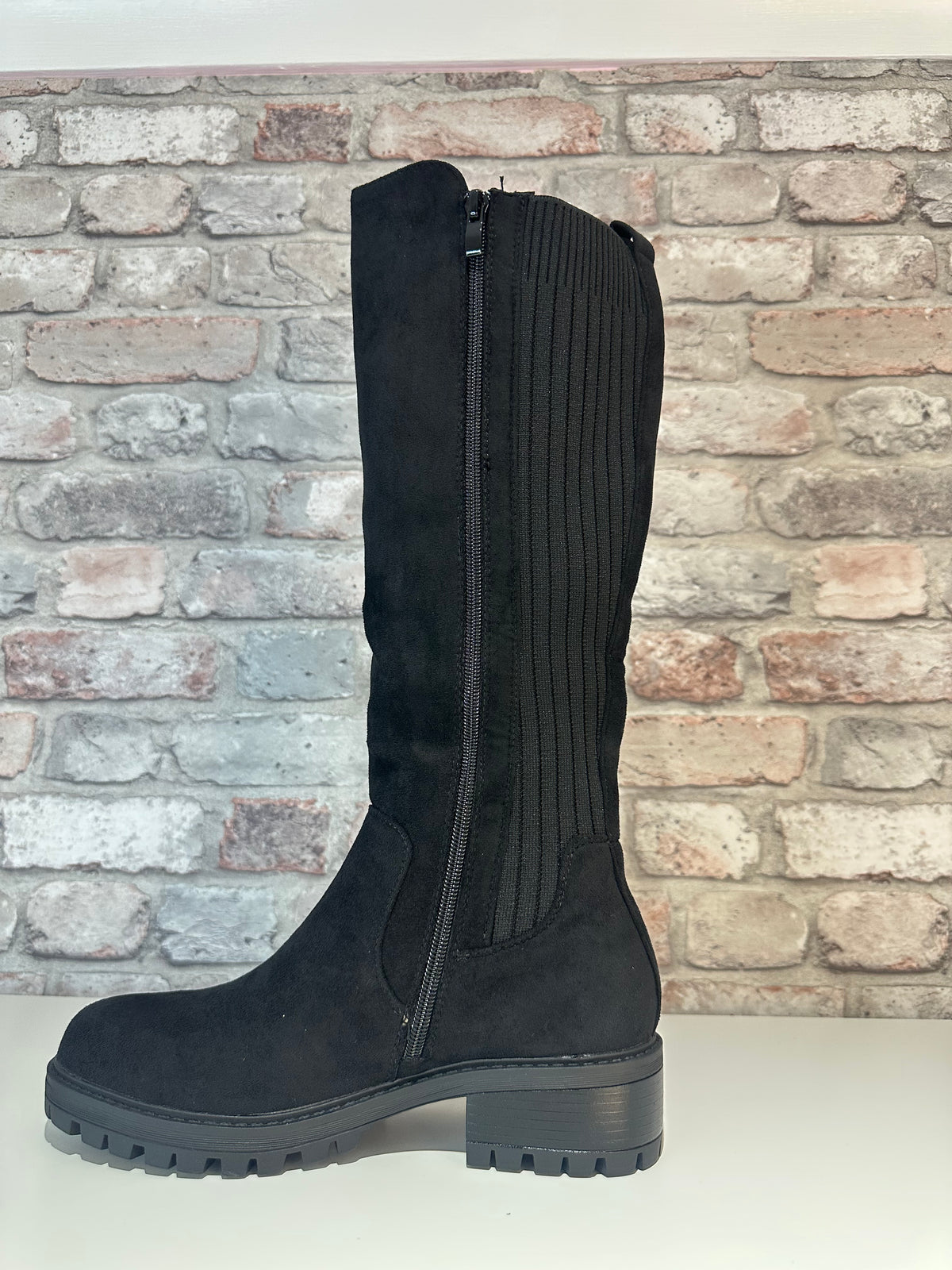 Stretch knee length boots