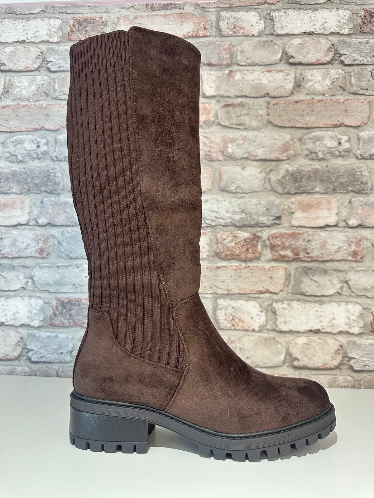 Stretch knee length boots