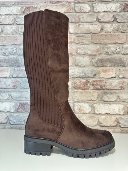 Stretch knee length boots