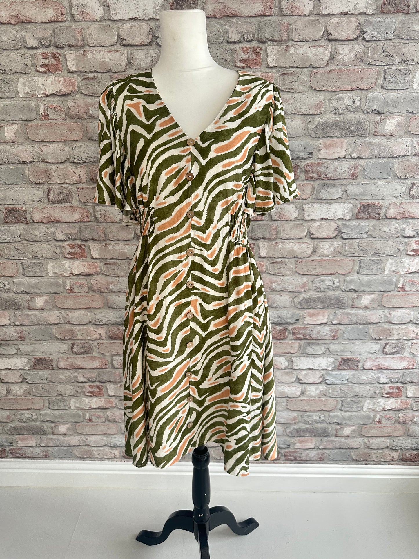 Green Zebra midi dress