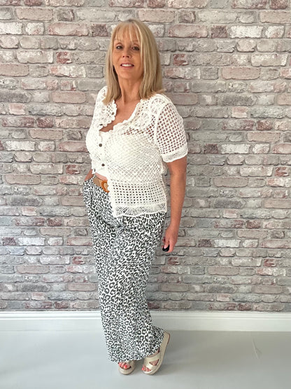 Olive leopard trousers