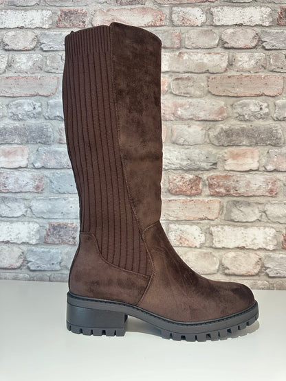 Stretch knee length boots