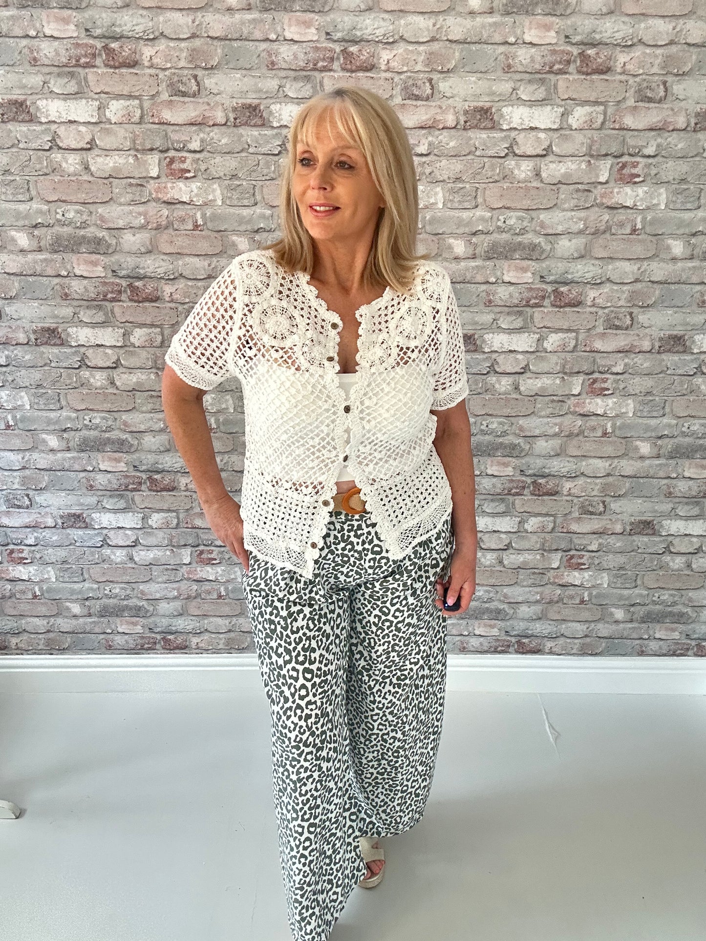 Olive leopard trousers