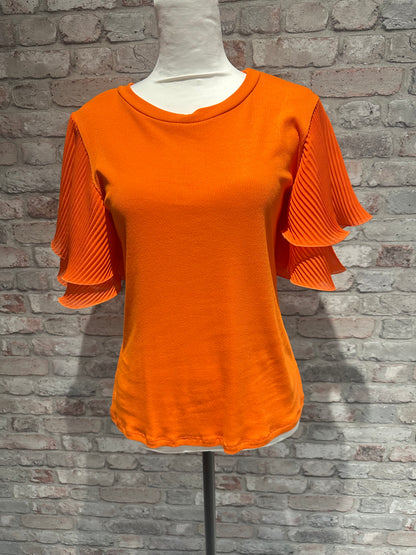 Orange frill sleeve top
