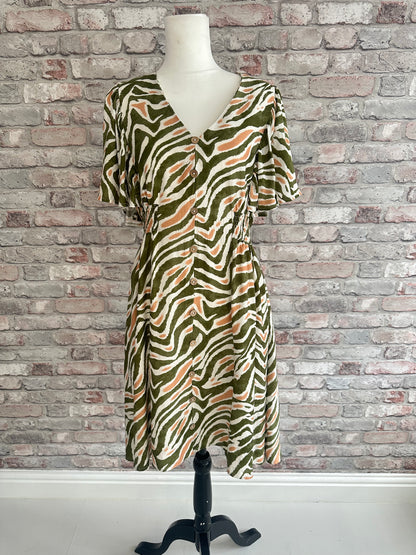 Green Zebra midi dress