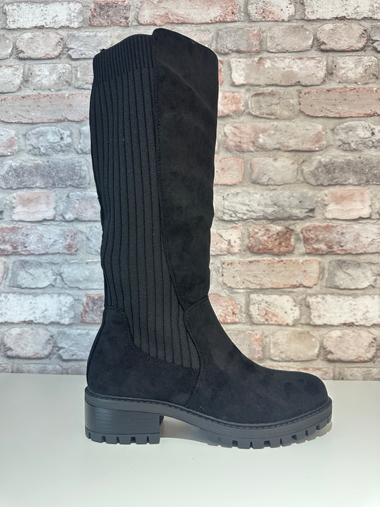 Stretch knee length boots