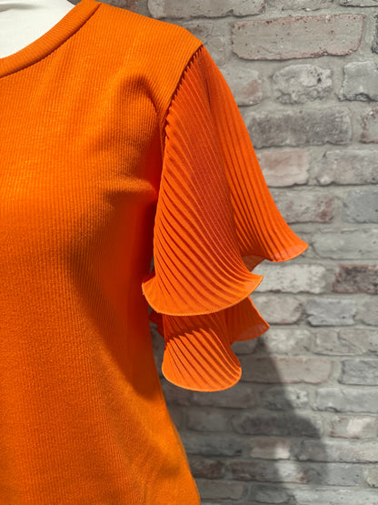 Orange frill sleeve top
