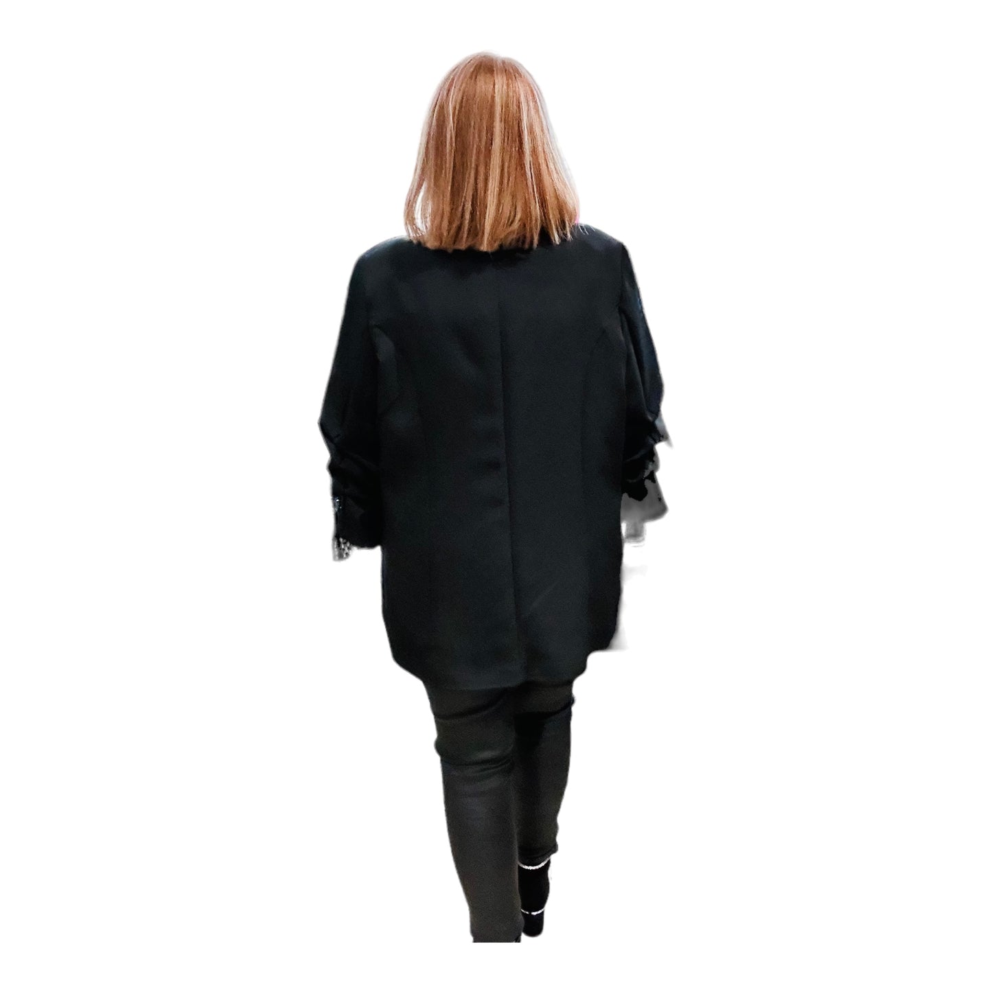 Black Ruched Sleeve Blazer