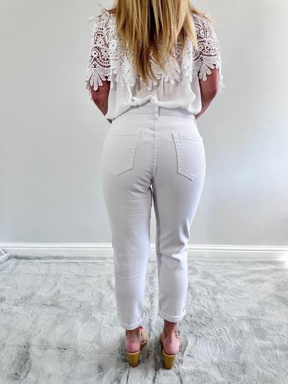 White High Waist Mom Jeans