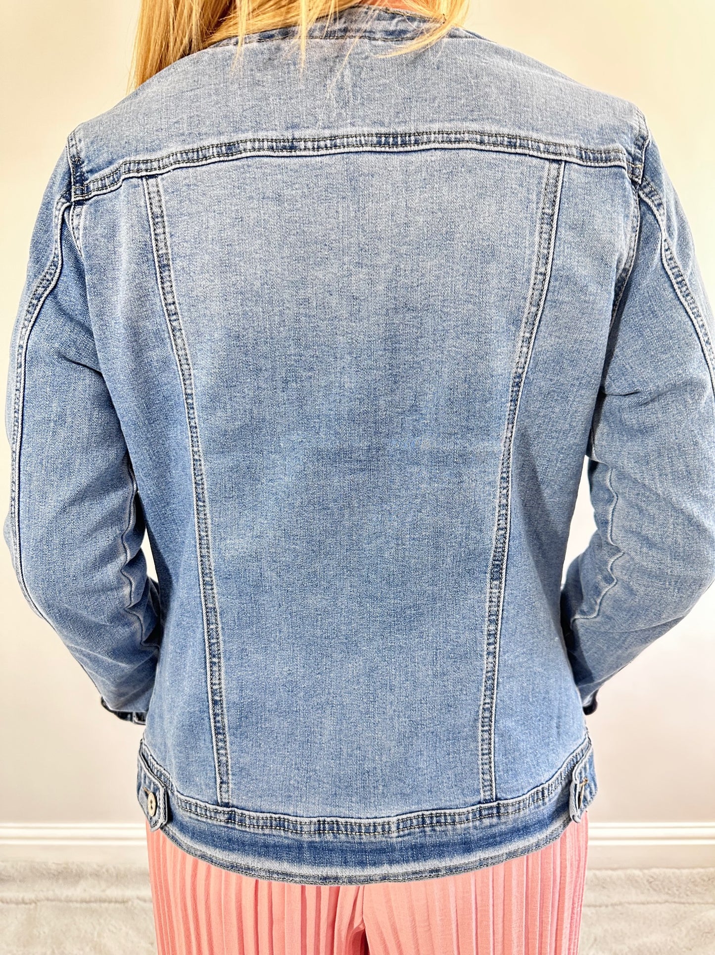 Diamante Denim Jacket Light Blue