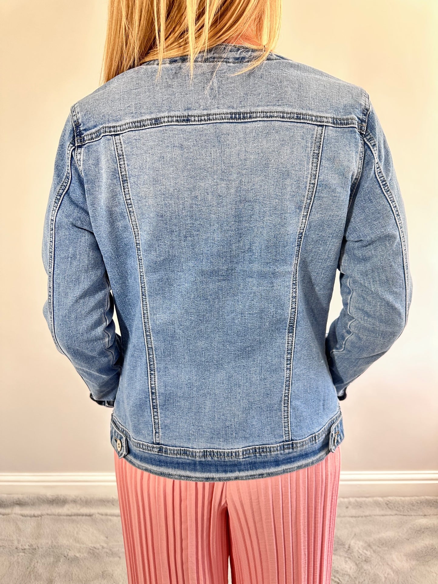 Diamante Denim Jacket Light Blue